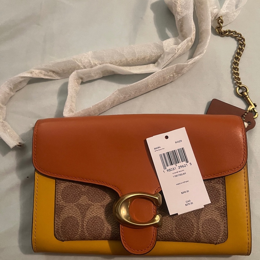 Brand New Coach Cross Body Bag with Yellow Accent